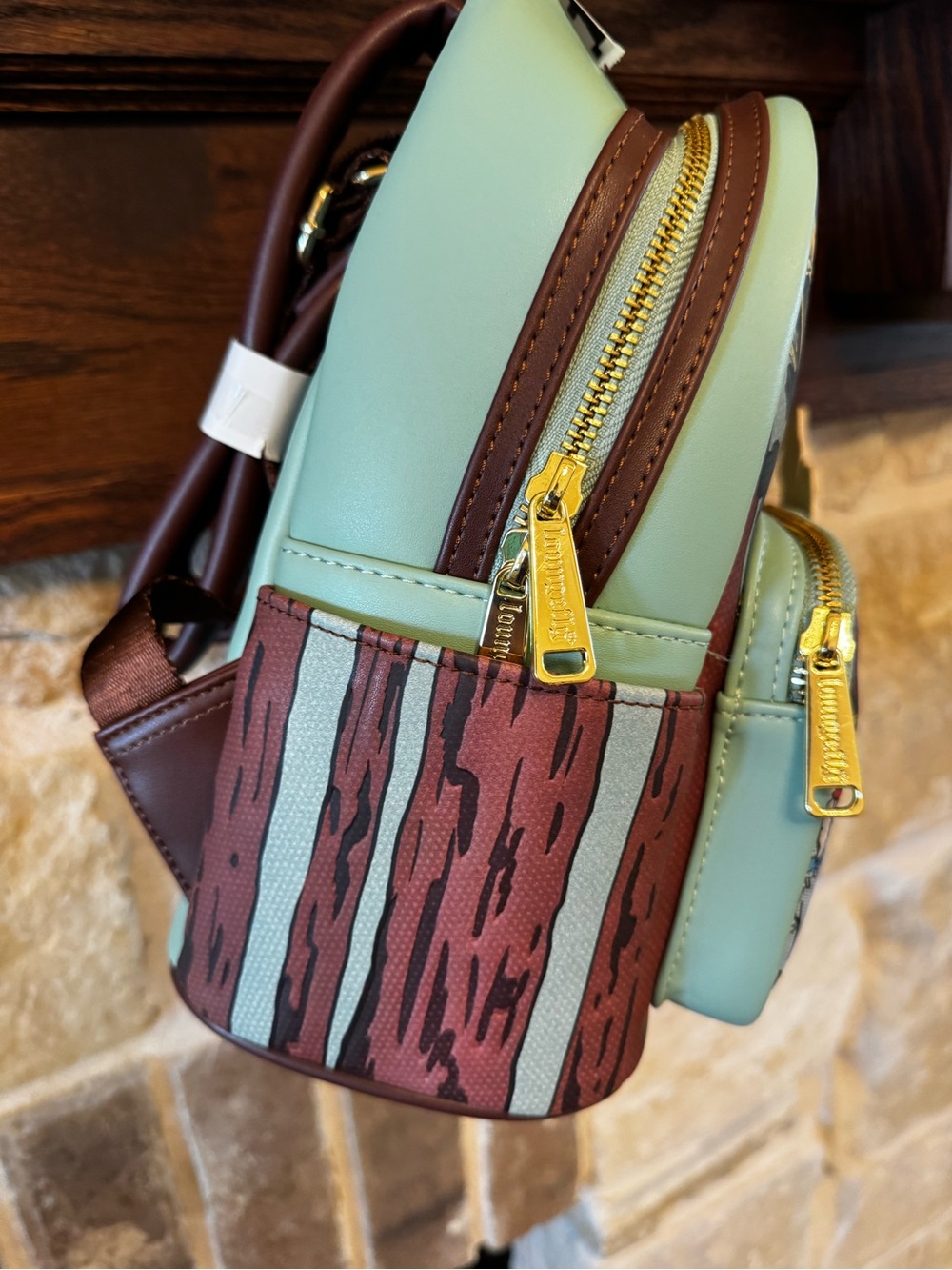 Loungefly Star Wars Ewok Forest Mini Backpack - Mint Green, Yellow, Brown (NWOT) - Picture 3 of 4